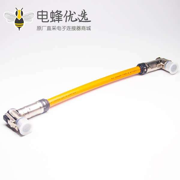 高压插头90&deg;单芯金属互锁带屏蔽直式转接线25CM
