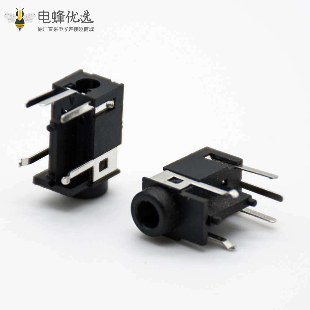 DC耳机插座6*3.6mm不带屏蔽母头弯式插孔贴片焊接电源连接器