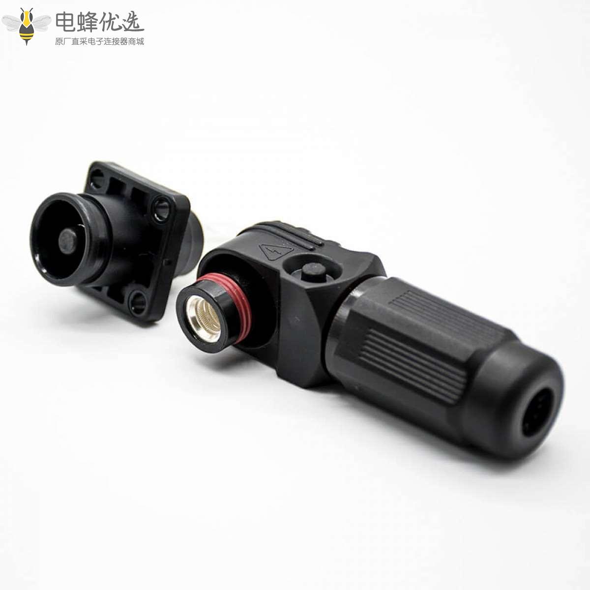 防水大电流连接器公母插座插头直弯对接黑色8mm单芯塑料200A铜牌连接IP67