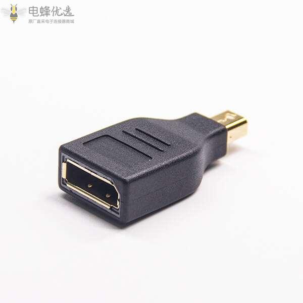 MIniDP公头转Displayport母头黑色直式转接头