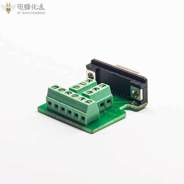 VGA15芯高密度母头180&deg;转接线端子台12孔弯式转接头