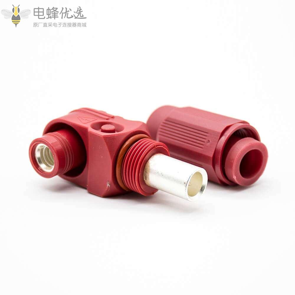 单芯防水连接器400A弯式插头塑料IP67红色14mm接线
