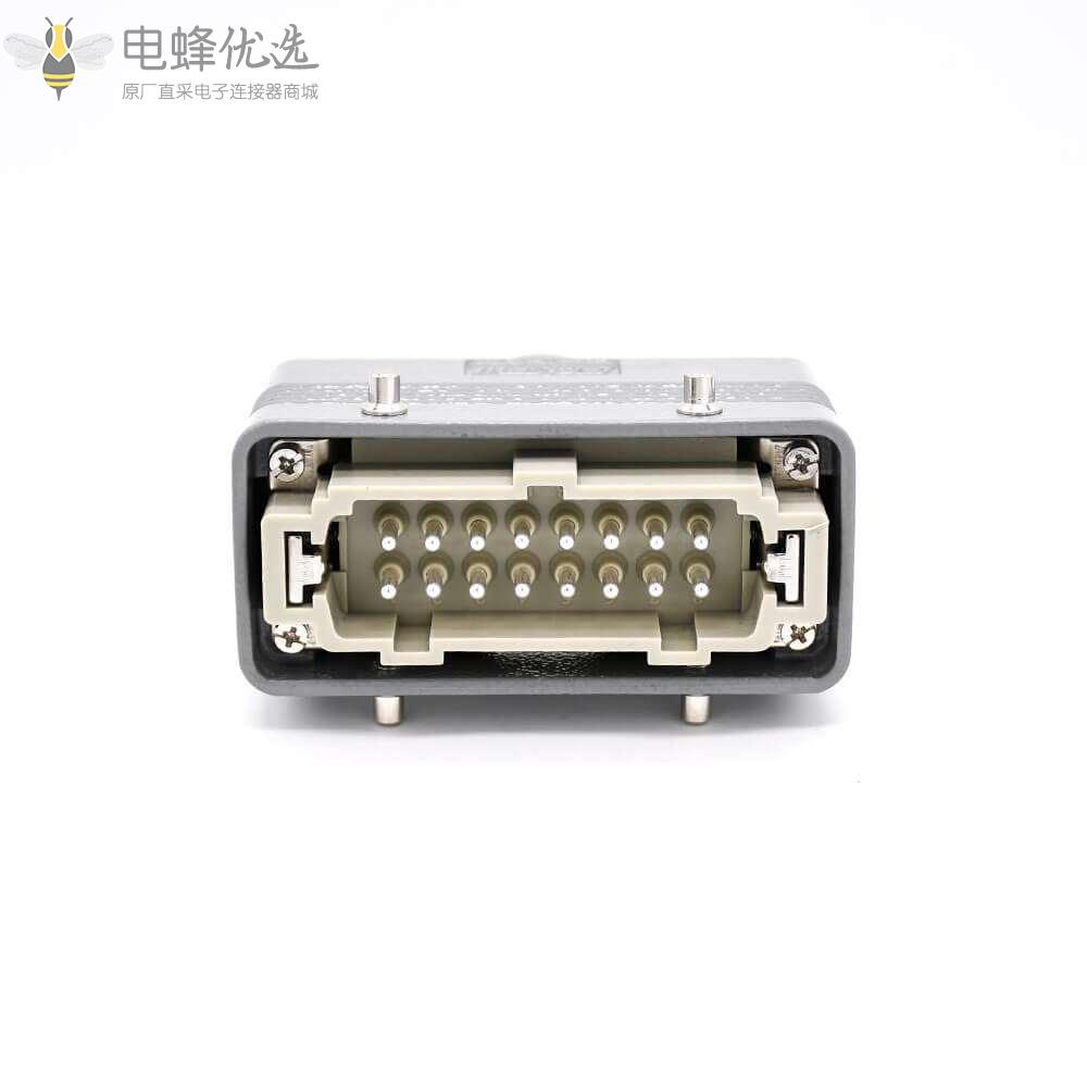 16针重载连接器开孔安装顶出口进线公母对接PG21螺钉H16B