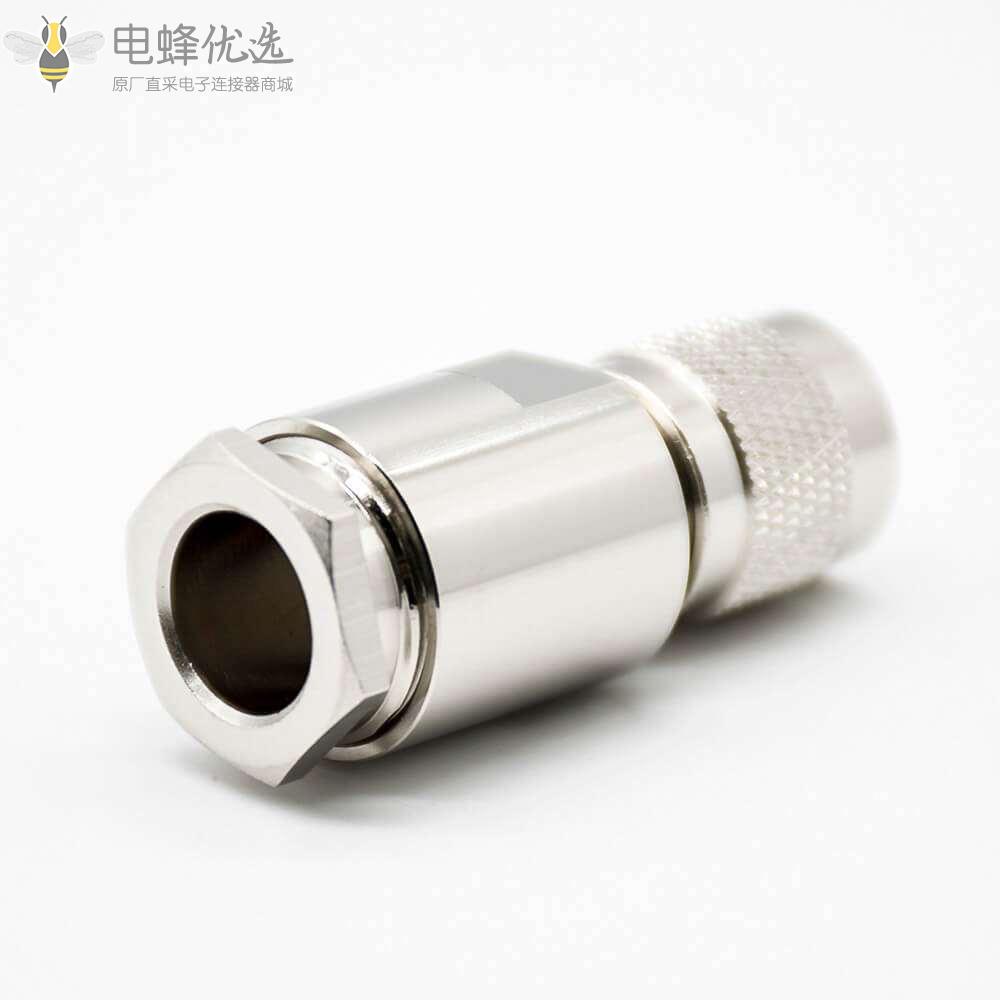 tnc公头螺母锁紧镍直式50&Omega;公头反极接线LMR400螺丝锁紧TNC组装接头RF连接器