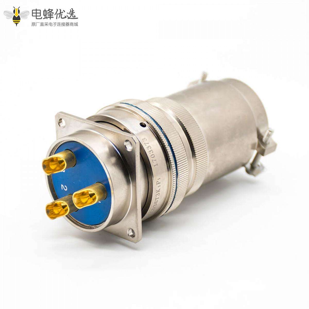 XCD系列电连接器36壳体3芯接线卡口连接插座焊杯4孔法兰插头焊接直式公母对接一套