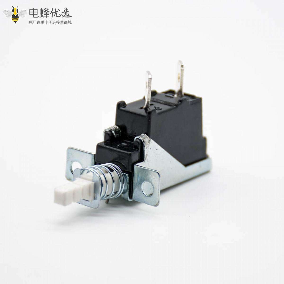 开关式电源开关90度弯插2孔2脚单刀单掷250V-5A外弹簧KDC-A04中心孔距20mm