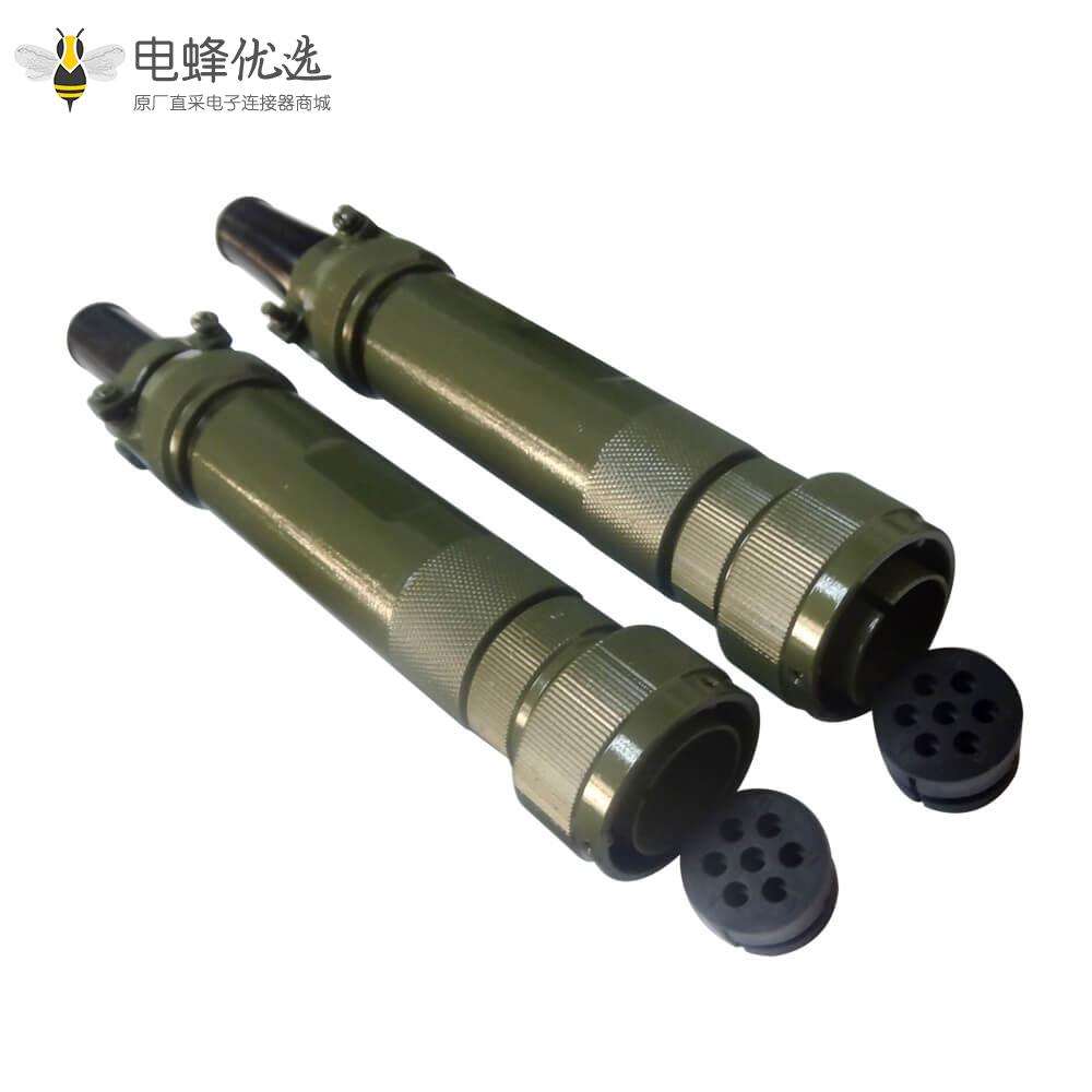 轨道交通电连接器JL7芯公插头卡扣连接180&deg;焊接接线牵引连接器