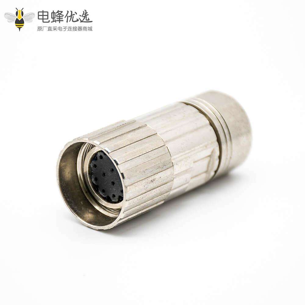 安费诺M23连接器直式母头焊线式连接器