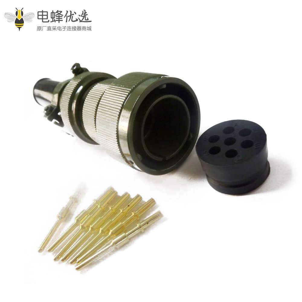 JL连接器7芯美标焊接公插头卡扣连接直式牵引连接器