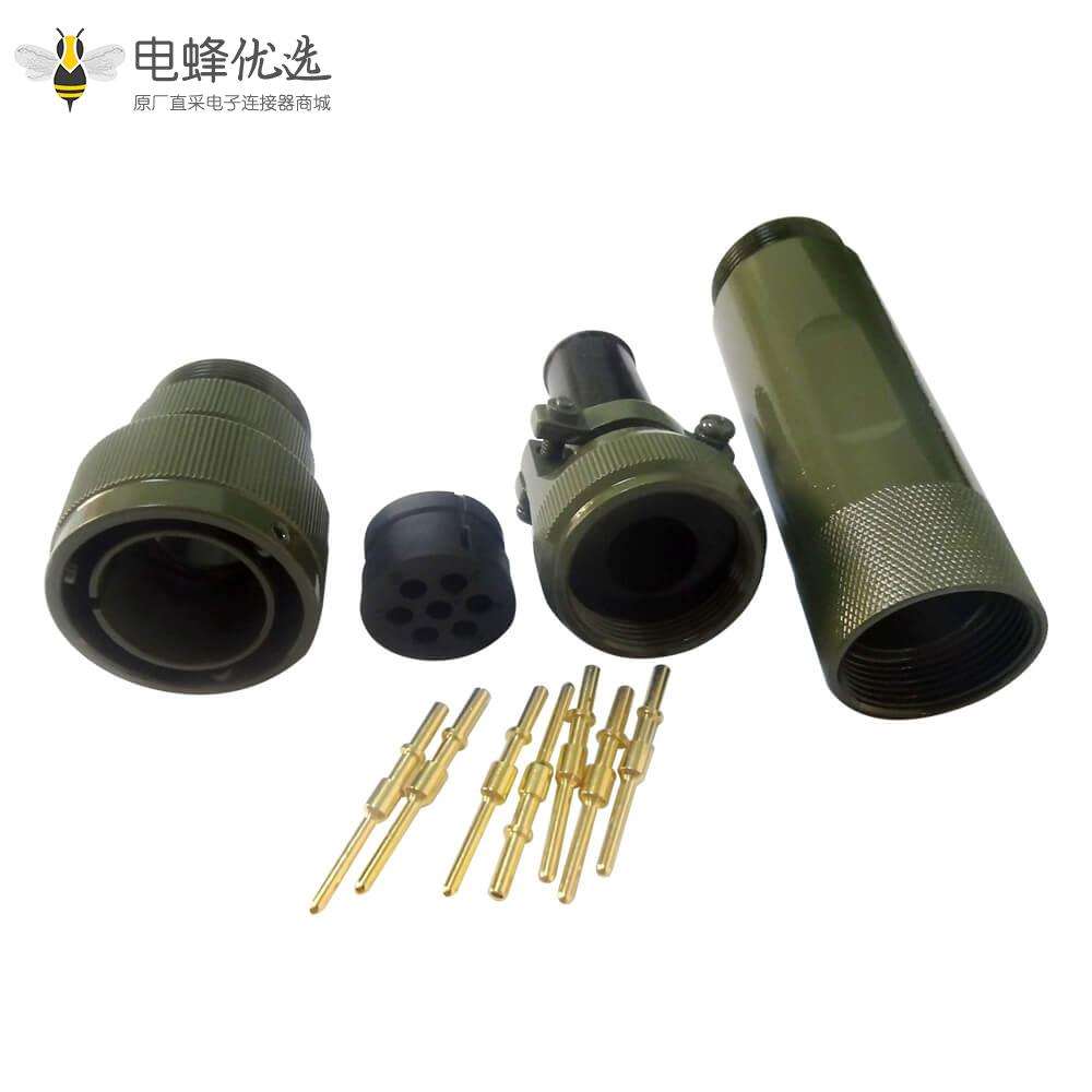 轨道交通电连接器JL7芯公插头卡扣连接180&deg;焊接接线牵引连接器