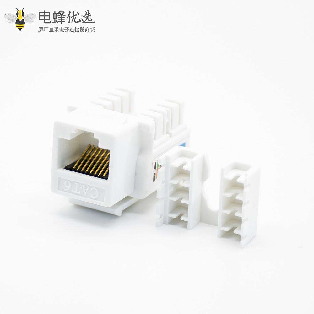网线接口RJ45单端口8P8C六类网络模块非屏蔽PCB板安装带防尘盖