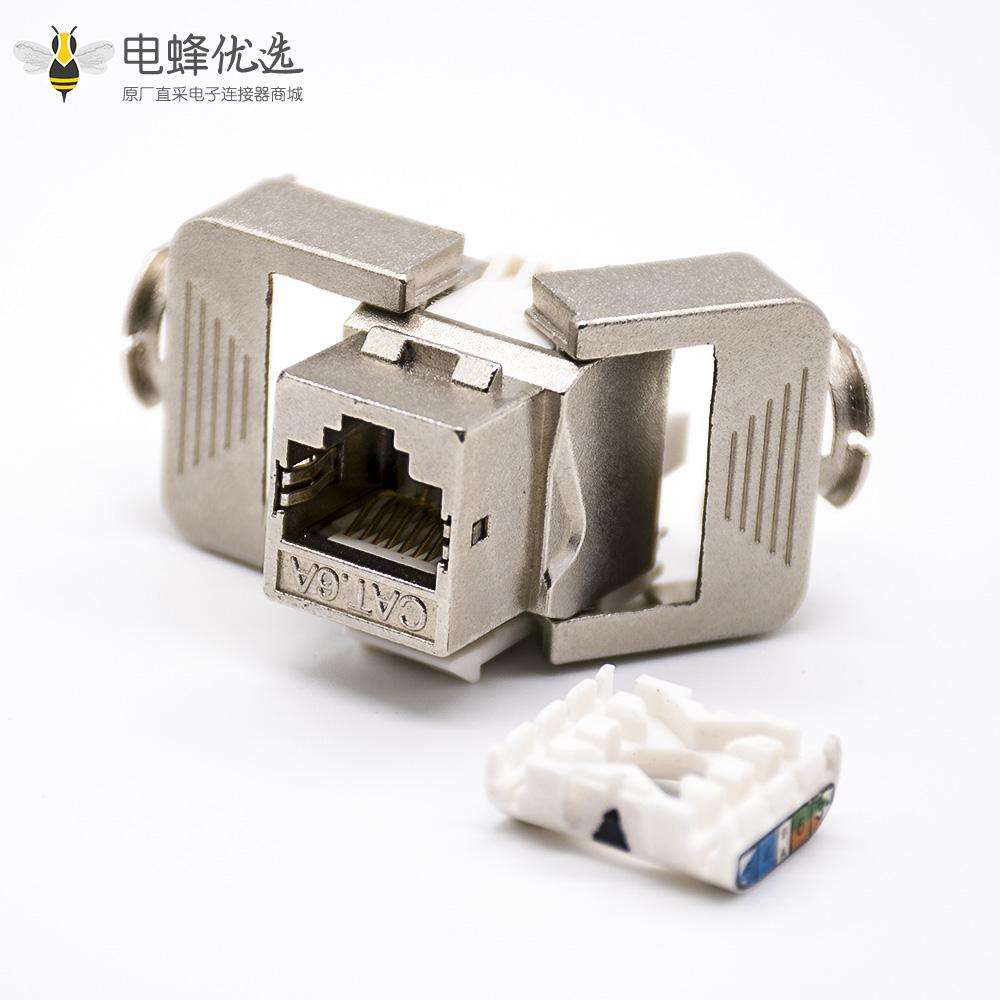 RJ45超六类网络接口带屏蔽180度直式单端口网络免打模块