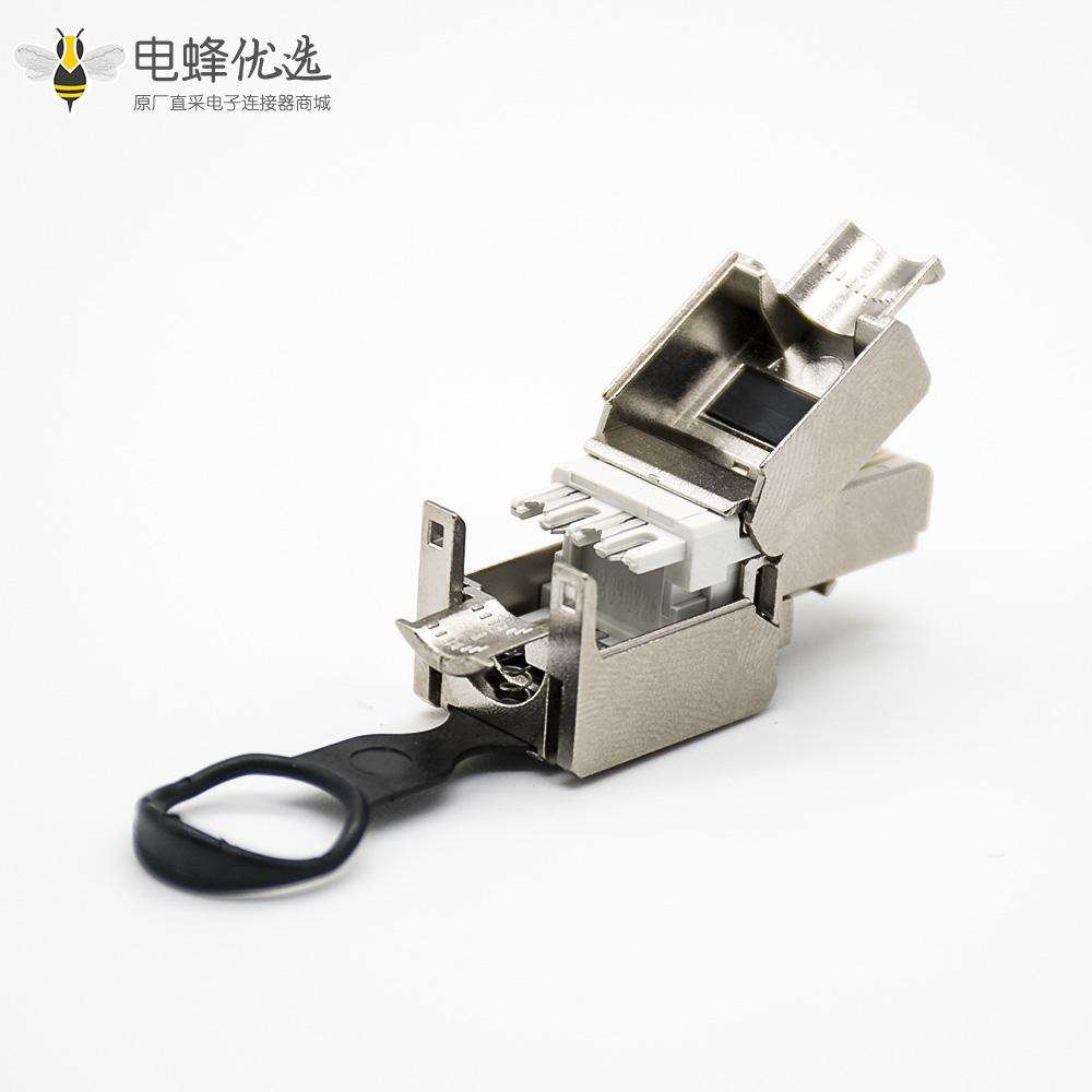 180度RJ45插头Cat6免打带屏蔽直式网络模块化插头