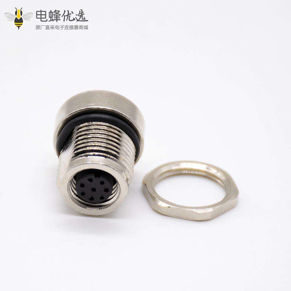 m8连接器母头直式8芯前锁板面板安装不带屏蔽A扣