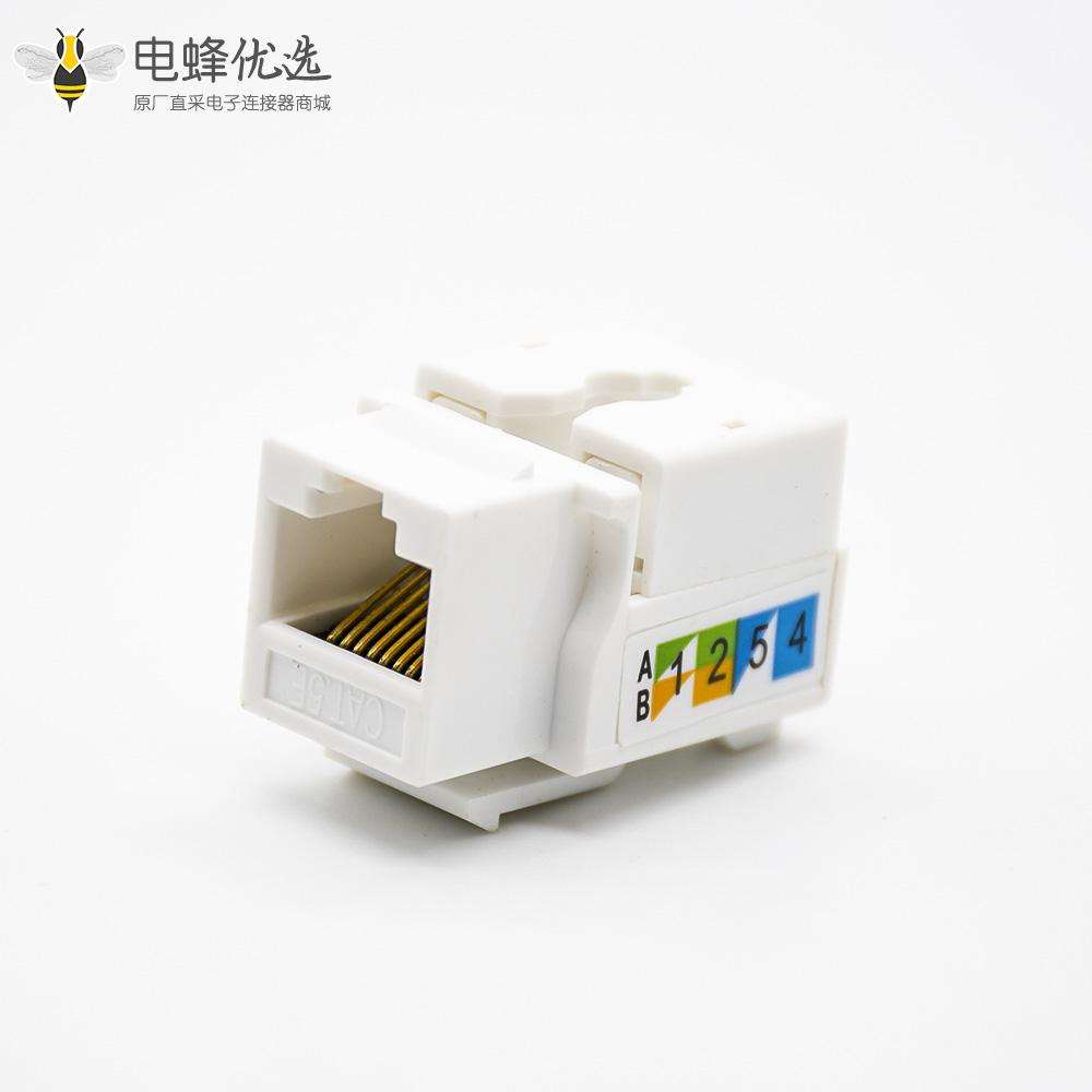 RJ45插座面板安装8芯触头镀金梯形插孔非屏蔽用于超五类线材