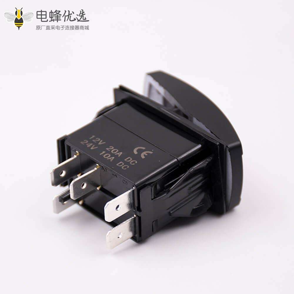 汽车船型带灯开关5引脚开/关LED灯接线