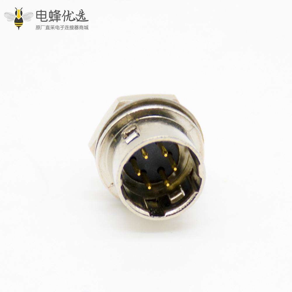 推拉自锁HR10系列连接器母插头+公插座一对6芯直式PCB穿孔后锁板安装