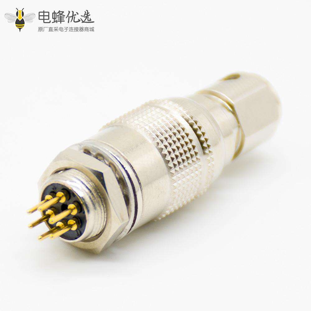 推拉自锁HR10系列连接器母插头+公插座一对6芯直式PCB穿孔后锁板安装