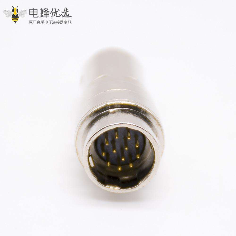 HR10系列微型推拉自锁连接器12芯公针型插头+母孔型插头一对直式焊杯