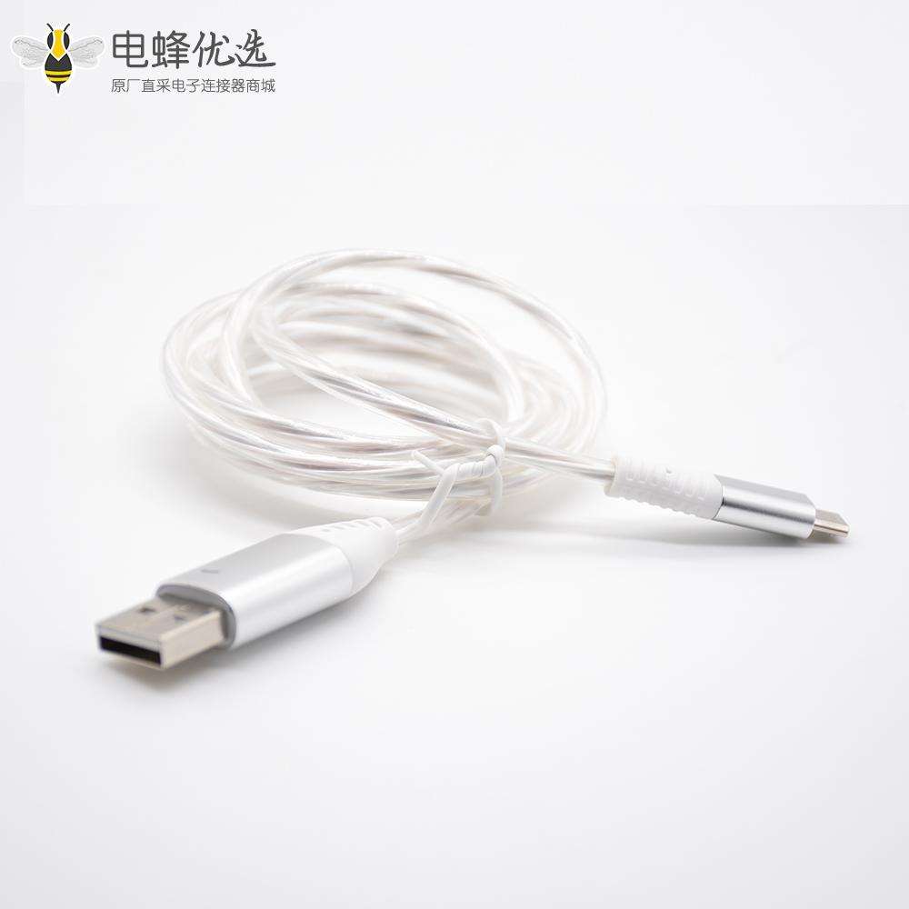 Micro&nbsp;USB数据线直式转USB发光充电线公转公