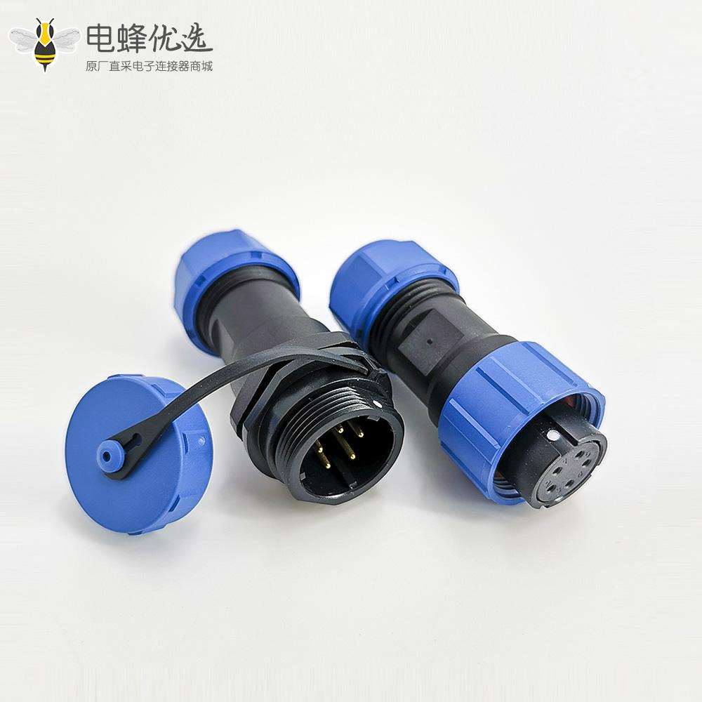防水航空插头SP17圆形航空插头替代weipu威浦5芯连接器母插头+公对接插座
