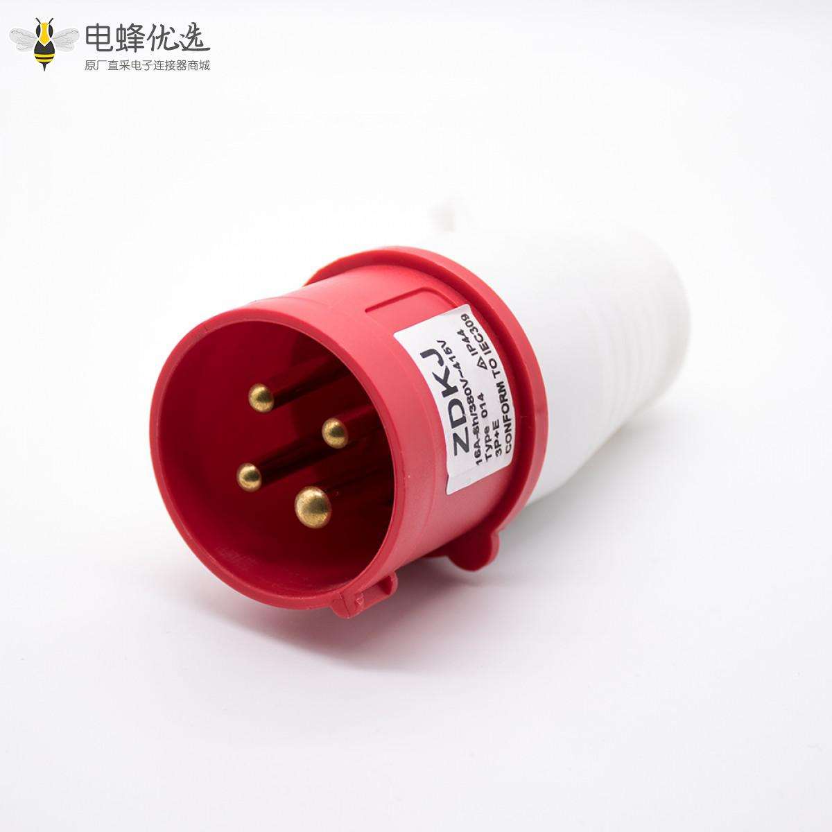 工业三相插头3P+E 4芯公头16A 380V-415V IP44
