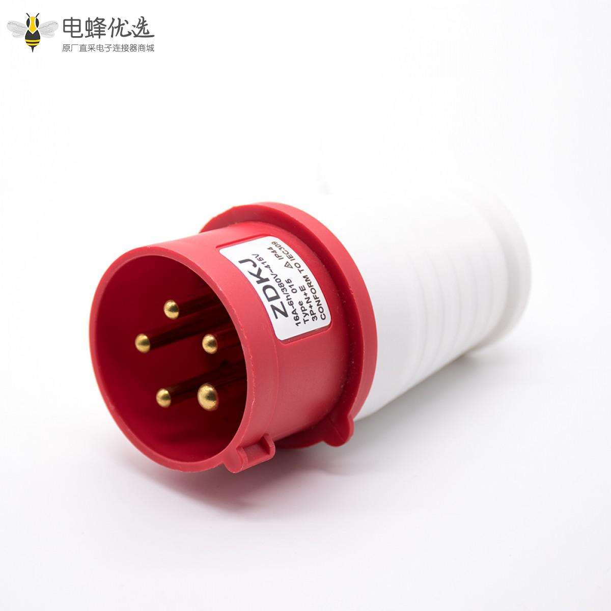 三相工业防水插头3P+E+N 16A 380V-415V IP44防水5芯公头