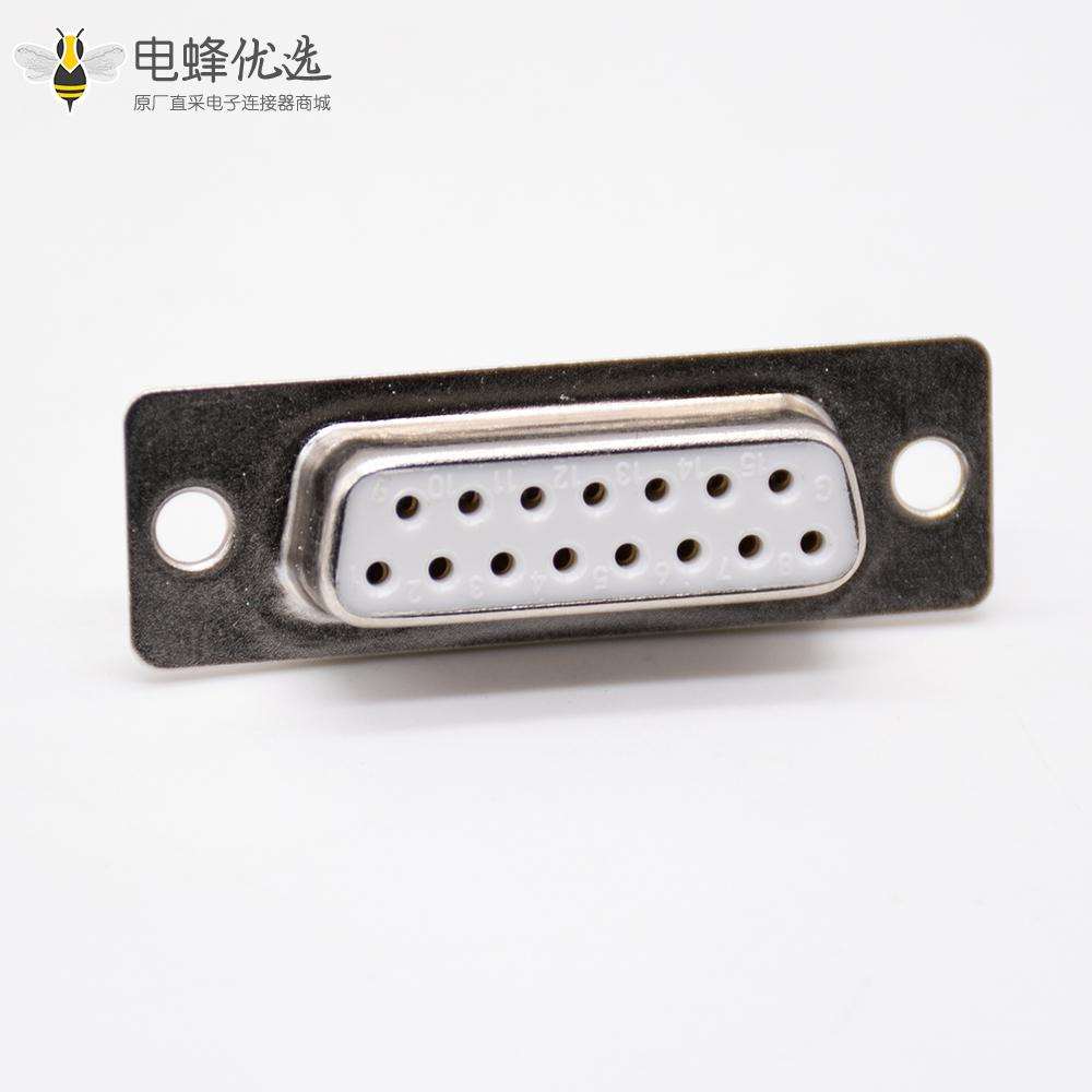 直插式180&deg;DB15母头2排焊杯白色胶芯标准型冲针