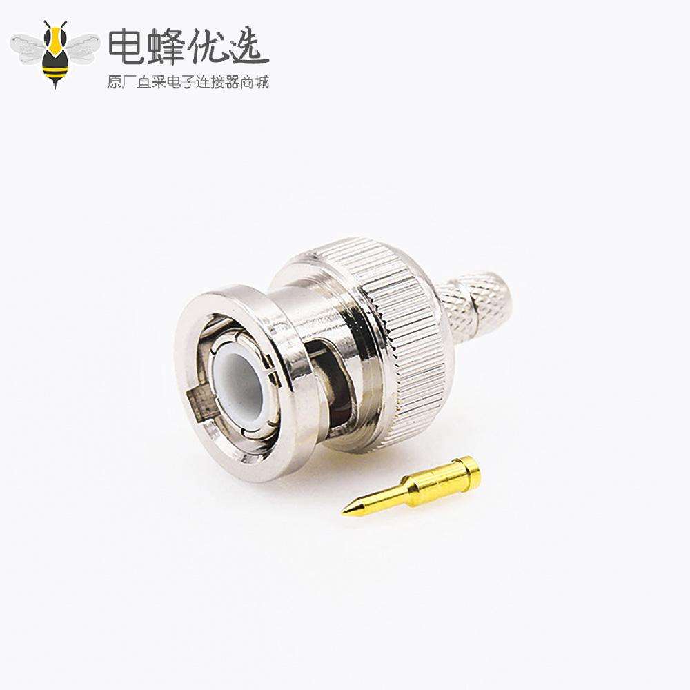 接线连接器BNC公头直型75&Omega;压接用于RG58/RG142