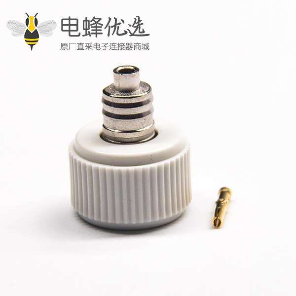 rf连接器直式公头反极50欧姆焊接式白色塑胶外壳
