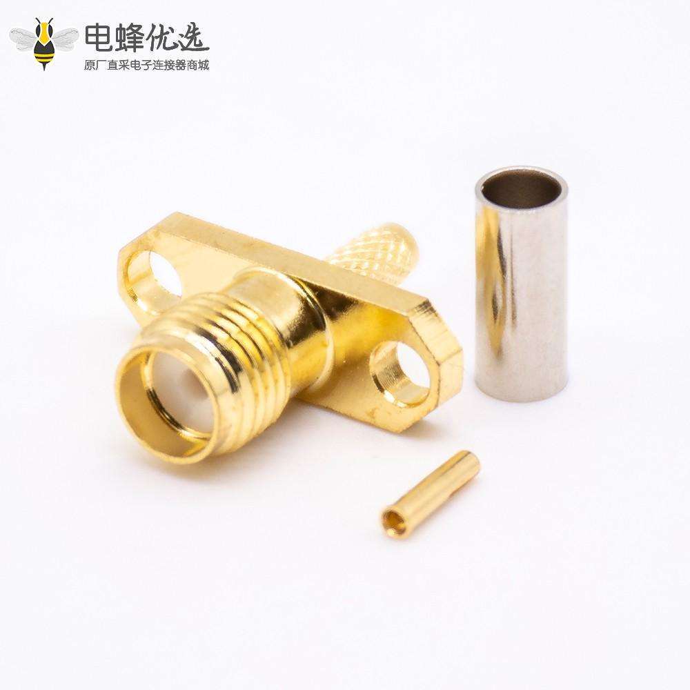 sma带法兰板接头母头直式压接式连接器