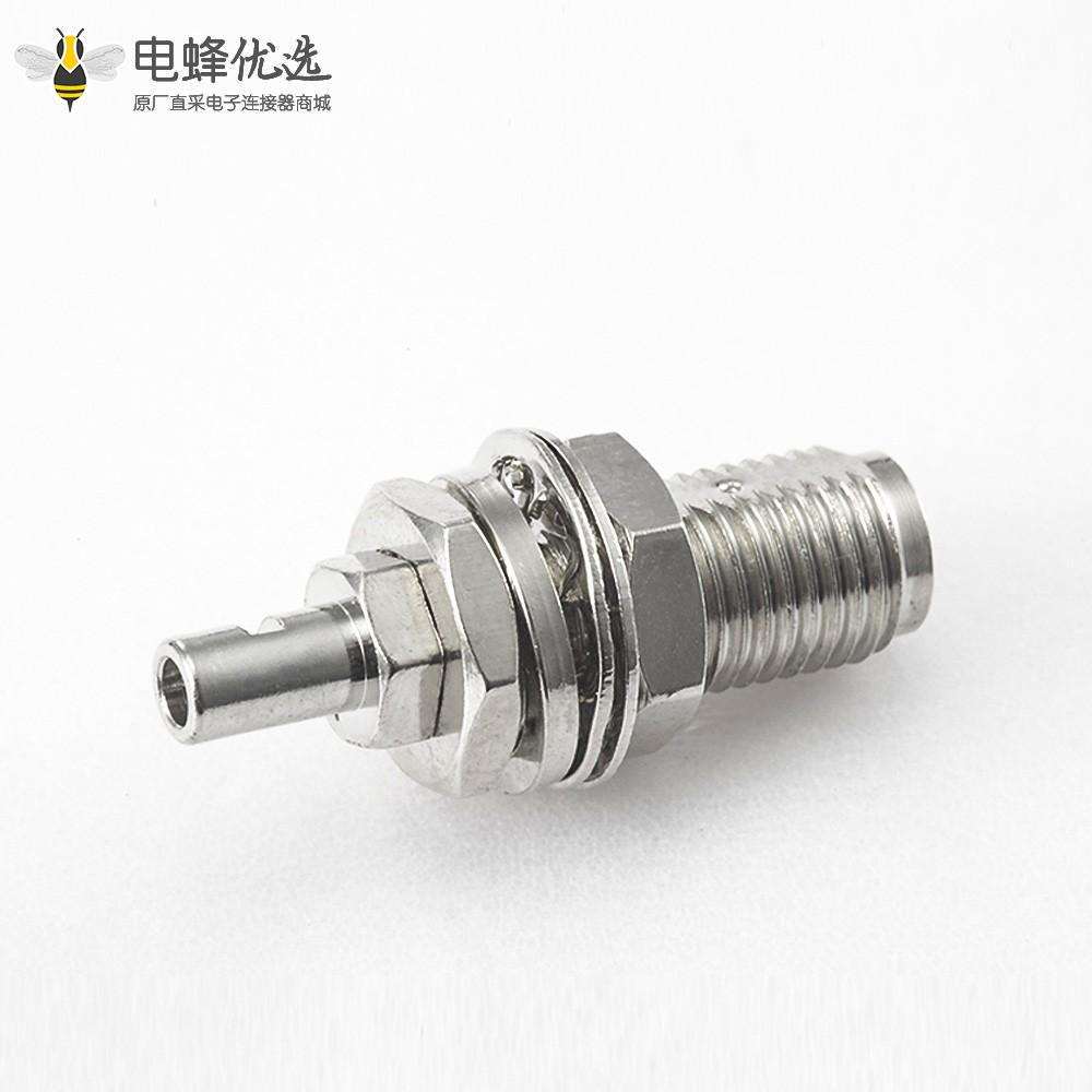 RG178 / 1.37mm / 1.45mm SMA连接器母头直式前锁穿墙镀镍压接接线焊接