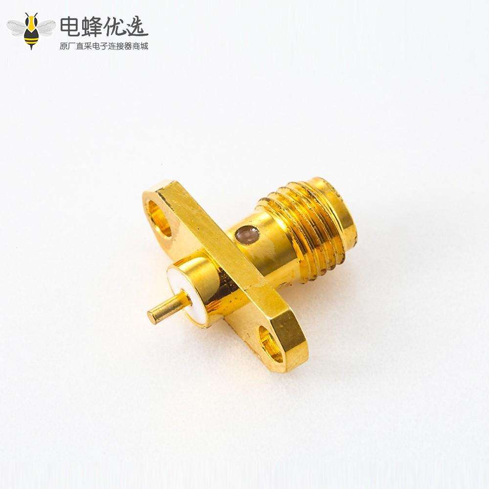 2孔法兰PCB SMA连接器直式母头焊板