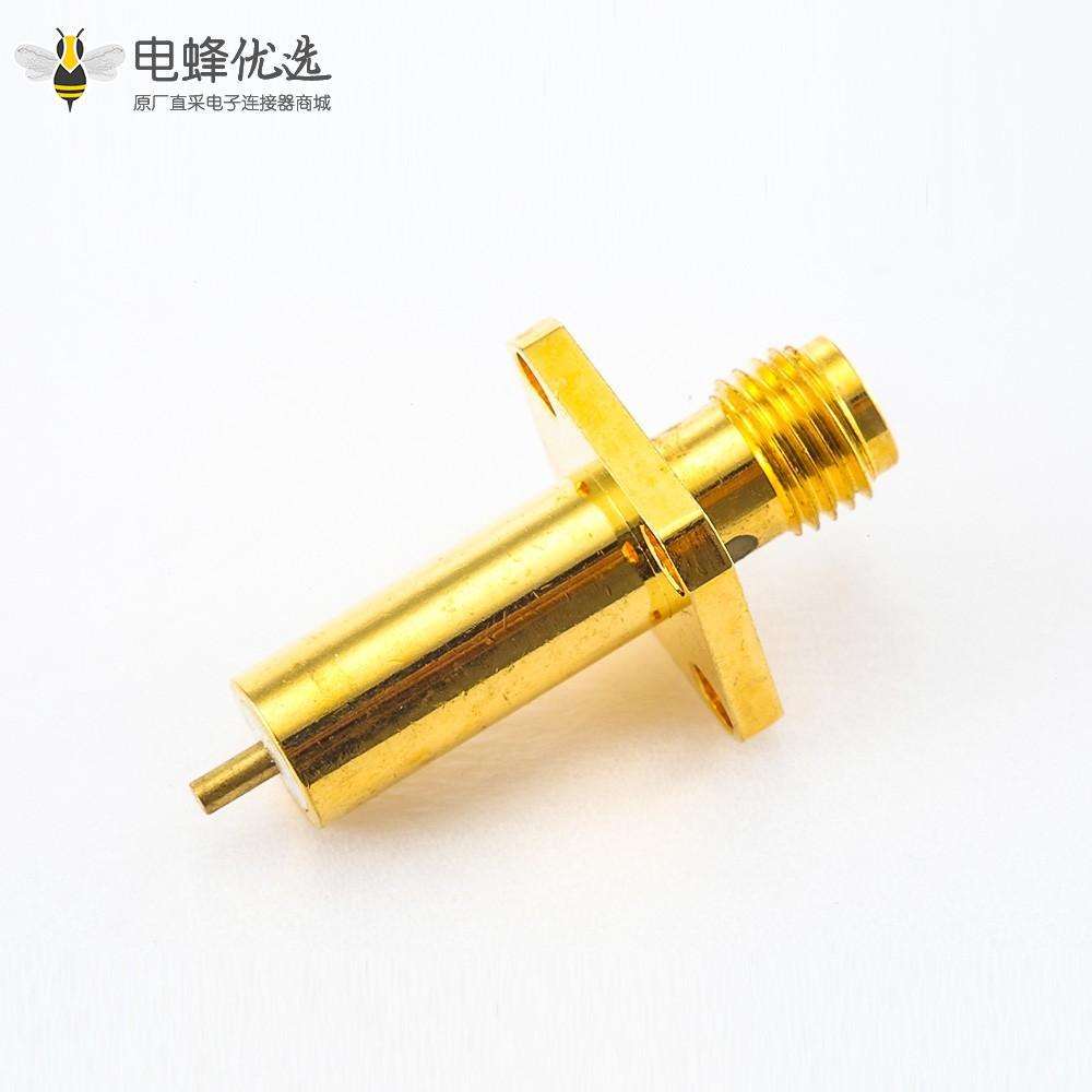 4孔法兰SMA母头直式连接器面板安装焊板用于PCB