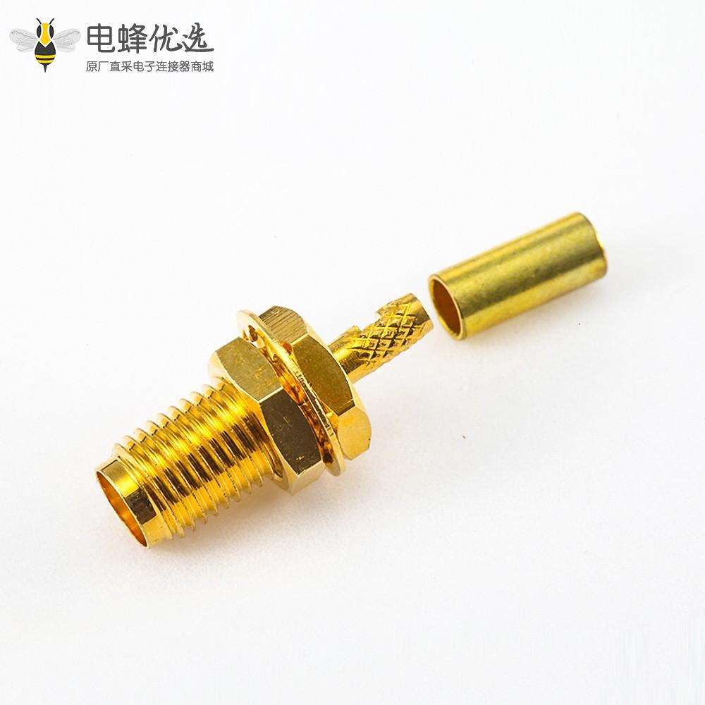 RG174 / RG316 / LMR100前锁穿墙式SMA连接器母头直式面板安装开天窗压接式