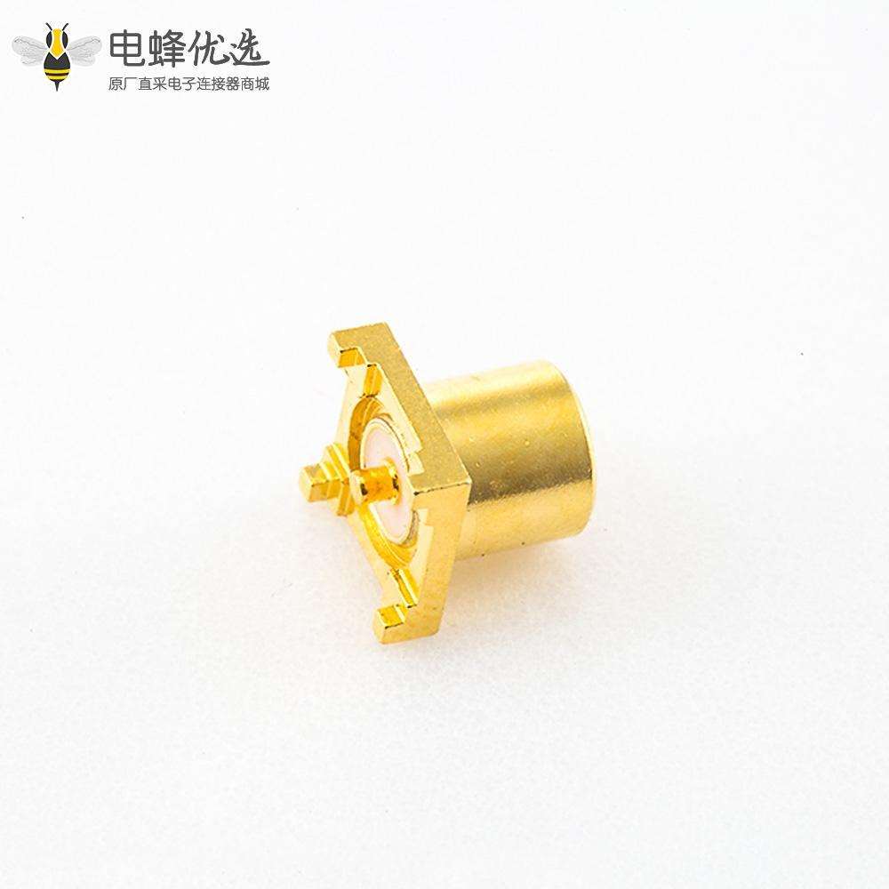 PCB安装沉板式MCX连接器母头直式焊接镀金50&Omega;