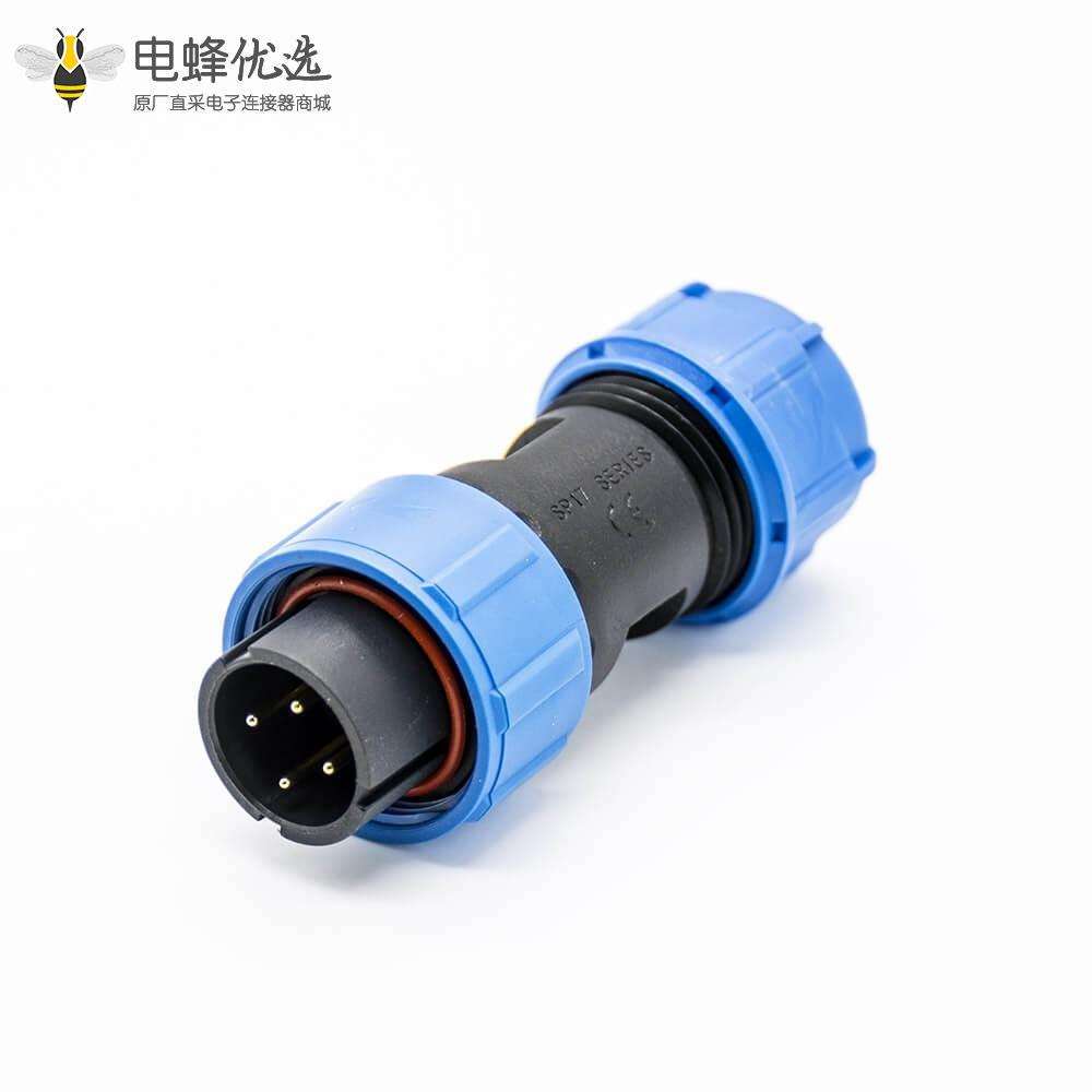 防水工业连接器SP17对接式4芯直式公插头母插头防尘防水连接器接线焊接