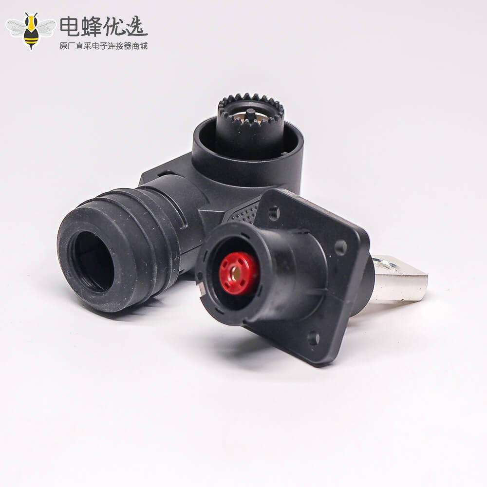 高压大电流连接器12mm弯式350A黑色塑料带孔铜牌连接