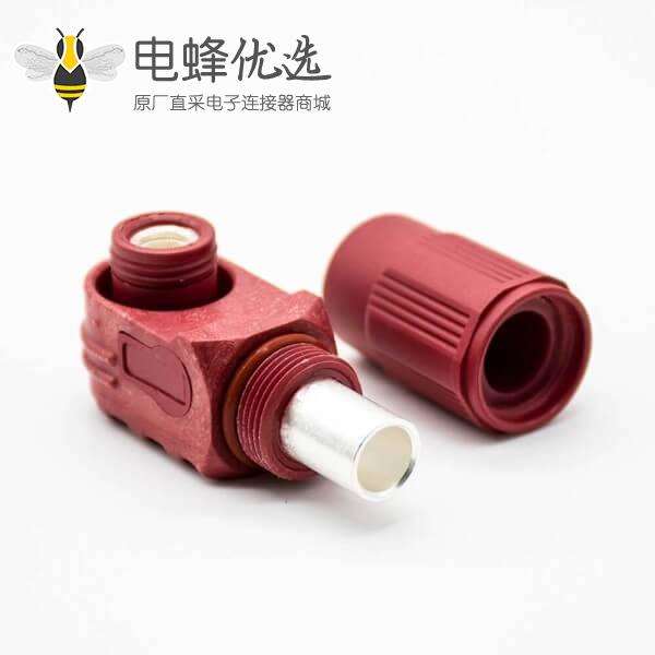 储能高压连接器弯式插头和插座12mm红色IP65 300A大电流连接器