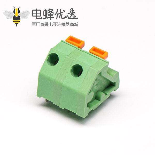 笼式弹簧接线端子绿色2孔4芯直式穿孔式接PCB板