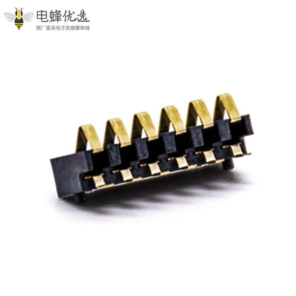 6pin弹片电池座2.5PH塑高3.0H镀金电池接触弹片