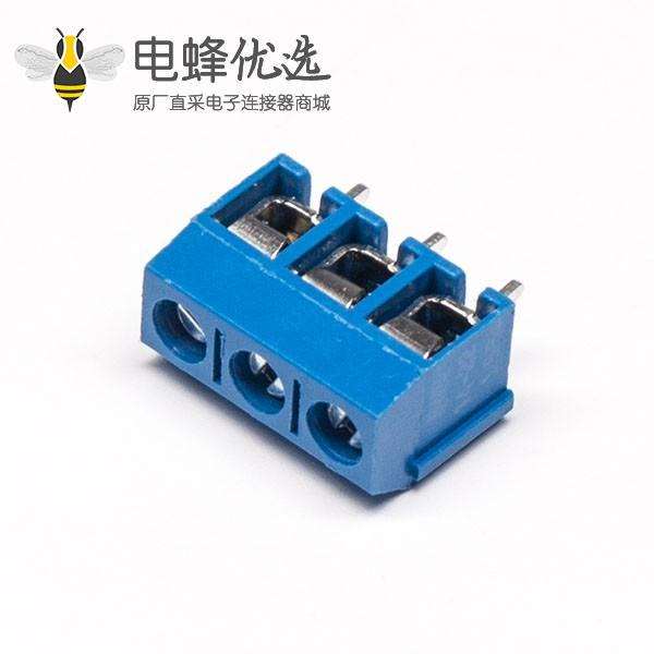 LED接线端子 接线蓝色直式3芯穿孔式插PCB板