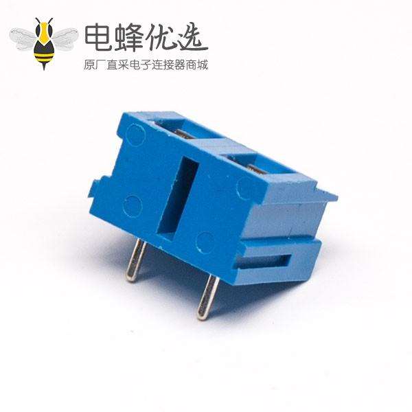 PCB螺钉式接线端子蓝色2芯方形穿孔弯式插板