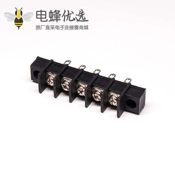 焊线端子黑色5芯直式栅栏式PCB板安装接线端子