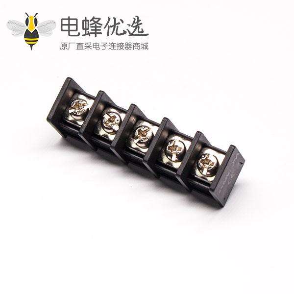 端子接线排5芯黑色直式插PCB板栅栏式端子接线