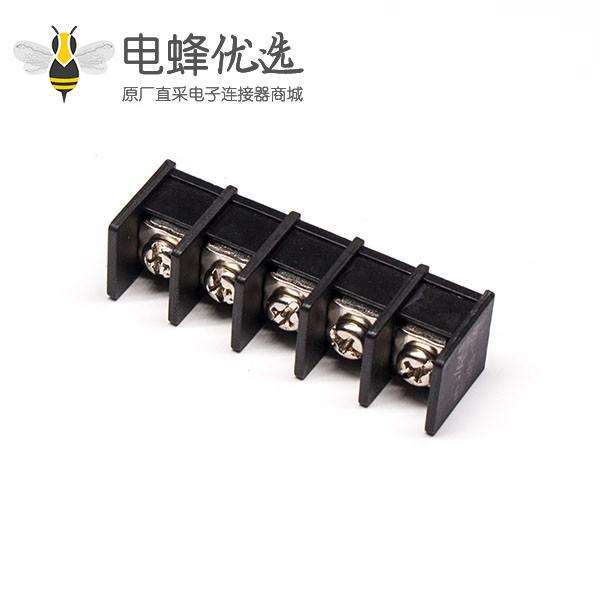 端子接线排5芯黑色直式插PCB板栅栏式端子接线
