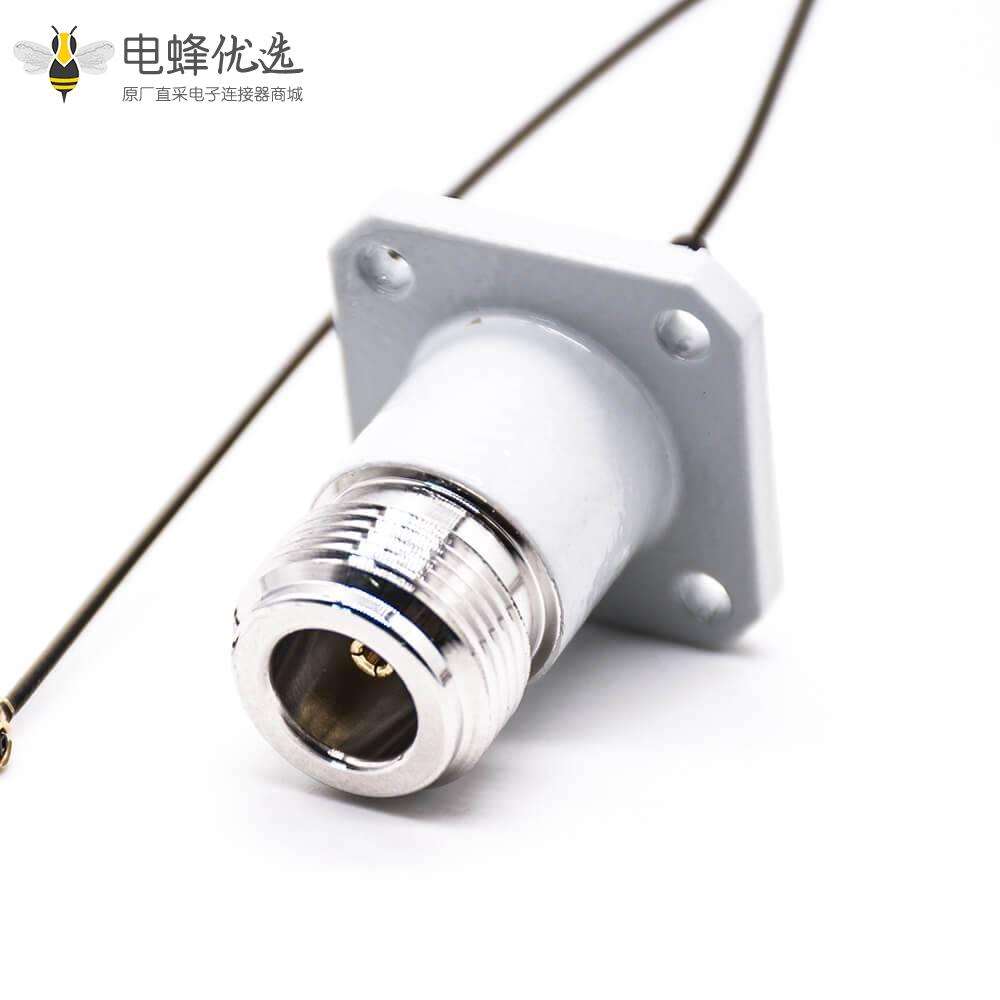 IPEX RF端子直式四孔法兰N型母头转IPEX端子线材