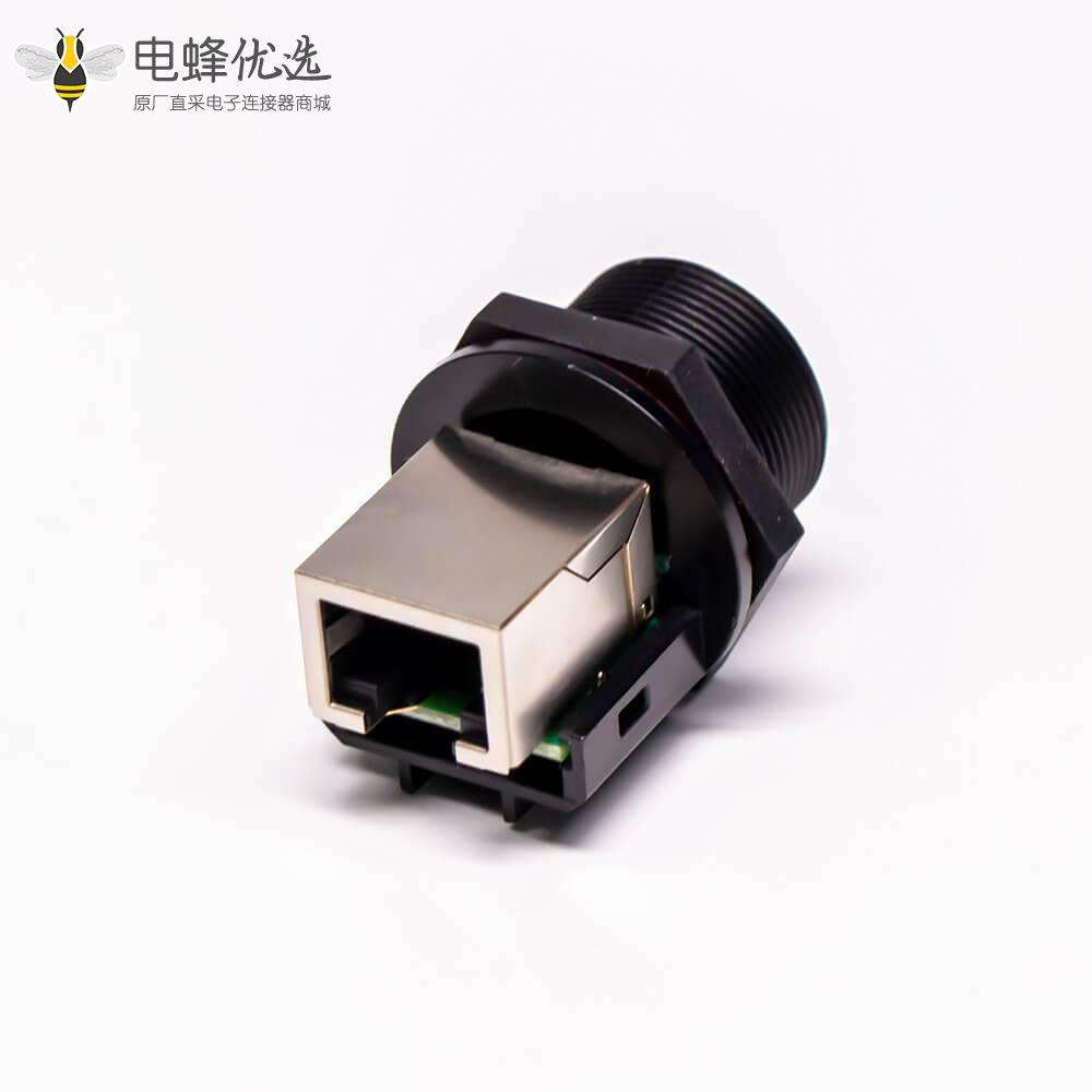 防水RJ45转接头前锁母转母防水直式IP67