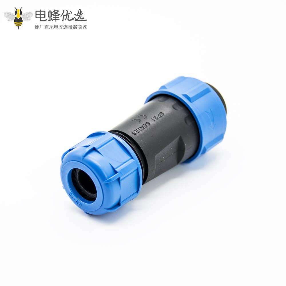 工业SP直式2芯公插头两孔法兰母插座焊接接线连接器
