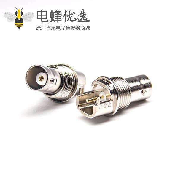 BNC面板安装连接器弯式90度SMT+插孔接PCB板